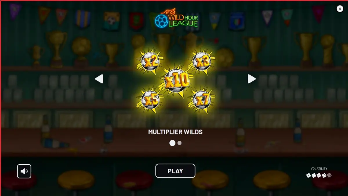 Tampilan visual slot Wild Hour League dengan tema bar sepak bola